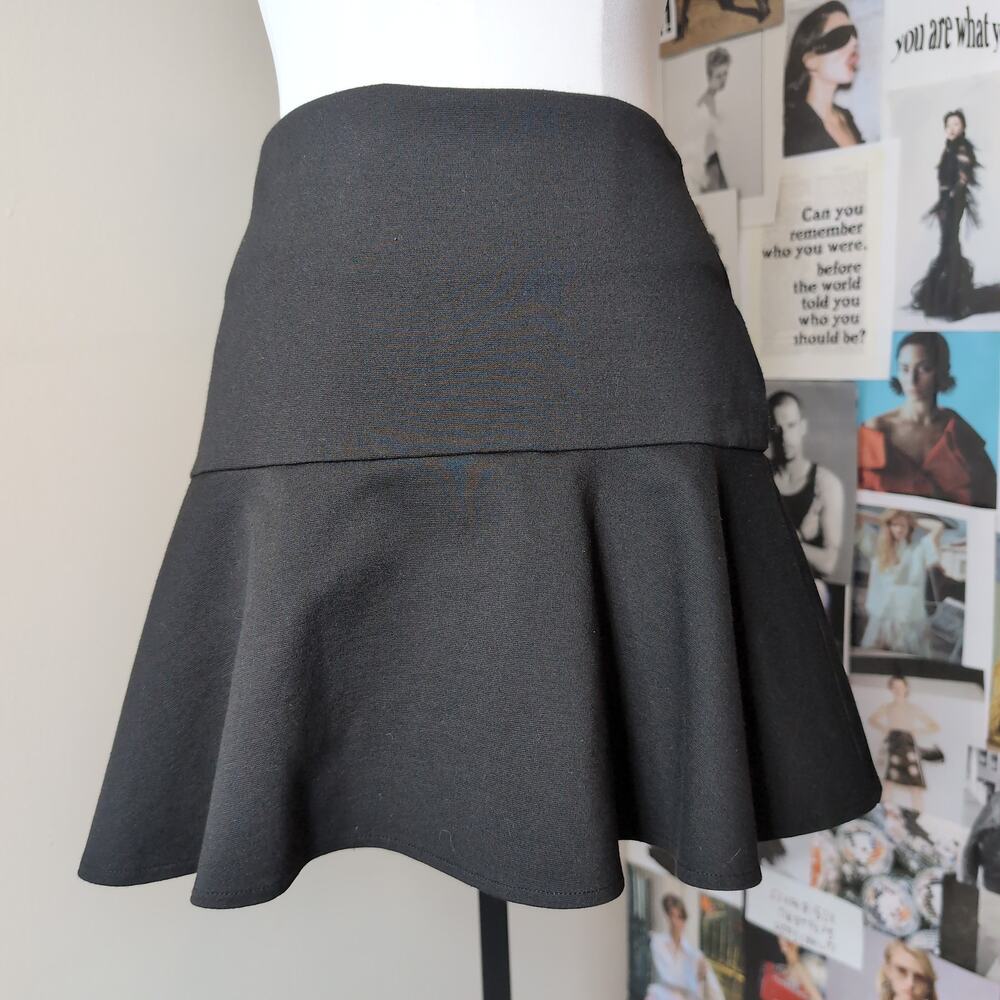Black Flared Drop Waist Mini Skirt Gothic